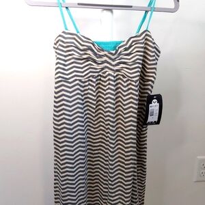 NWT Roxy Chevron Pattern Dress with Blue Straps